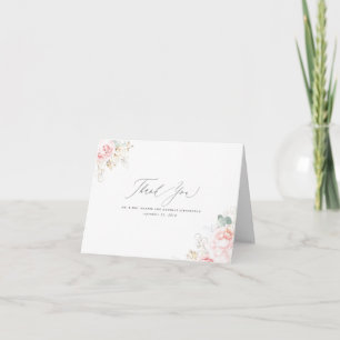 Pastel pink Flowers Elegant Thank You Card