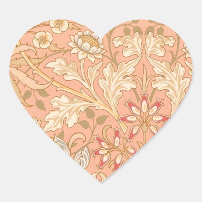 Pastel Pink Flowers Heart Sticker (Front)