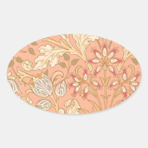 Pastel Pink Flowers Oval Sticker