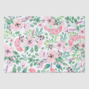 Pastel pink flowers pattern tissue paper