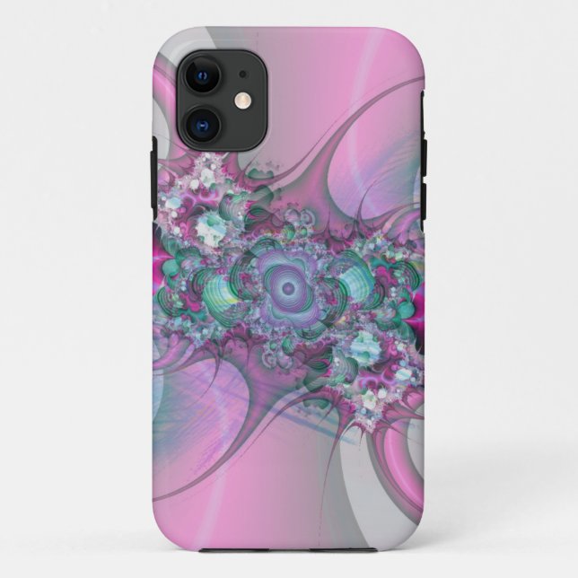 pastel pink fractal art iphone case (Back)