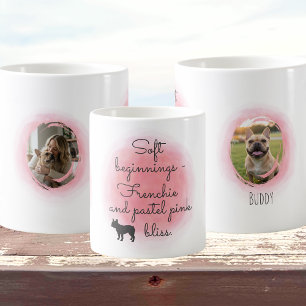 Pastel Pink French Bulldog Custom Photo & Name Coffee Mug