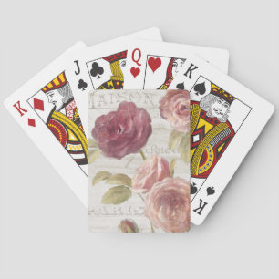 Pastel Pink French Roses Playing Cards