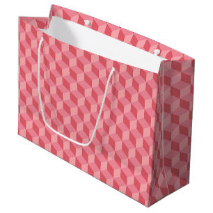 PASTEL PINK GEOMETRIC CUBE PATTERNS LARGE GIFT BAG