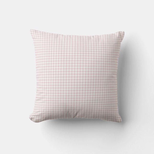 Pastel Pink Gingham Check Throw Pillow (Front)