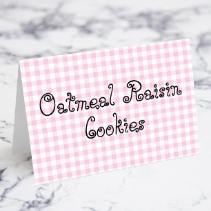 Pastel Pink Gingham Food Cards