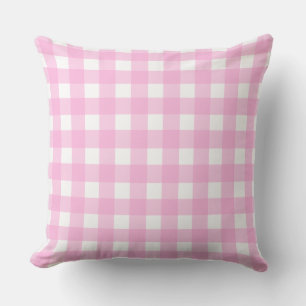 Pastel Pink Gingham Pattern Cushion