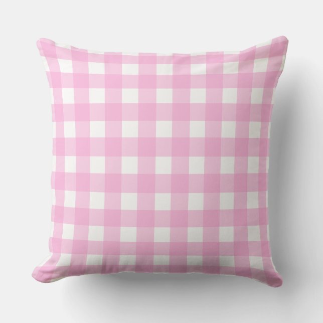 Pastel Pink Gingham Pattern Cushion (Front)