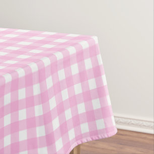 Pastel Pink Gingham Pattern Tablecloth