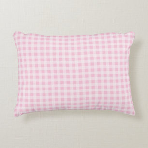 Pastel Pink Gingham Plaid Decorative Cushion