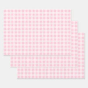 Pastel Pink Gingham Wrapping Paper Sheets
