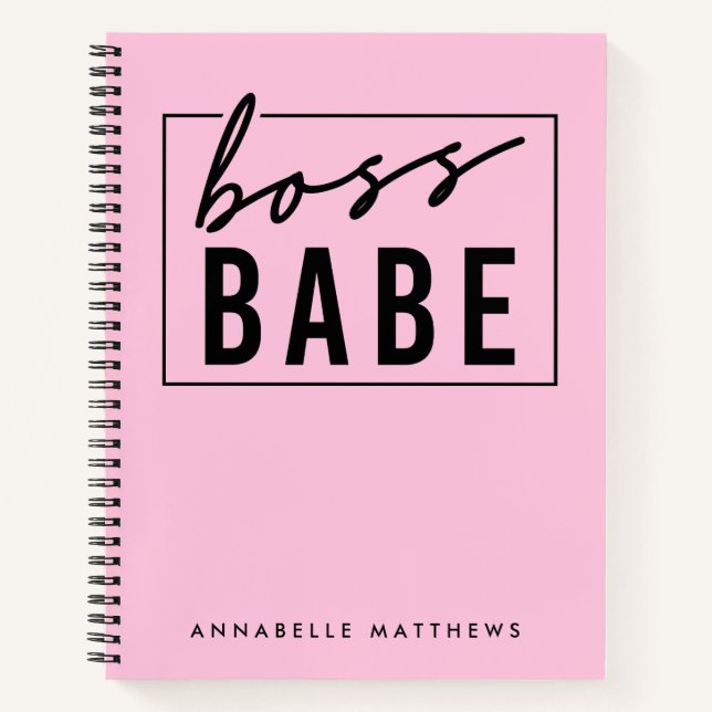 Pastel Pink Girl Boss Babe Business Owner Notebook (Front)