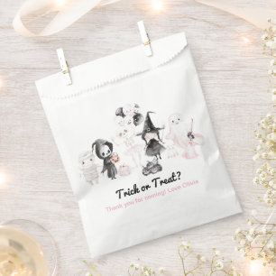 Pastel pink girl halloween birthday favour bags