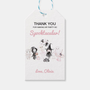 Pastel pink girl halloween birthday gift tags
