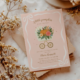 Pastel Pink Girl Pumpkin Baby Shower Invitation