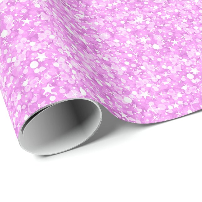 Pastel Pink Glitter And Sparkles Wrapping Paper (Roll Corner)