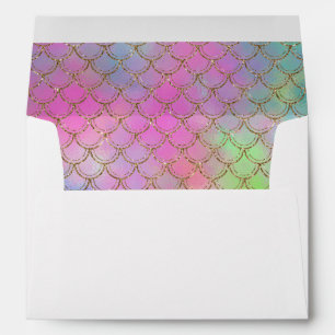 Pastel Pink Gold Glitter Mermaid Scales Envelope