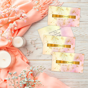 Pastel Pink  Gold Grungy Dandelion Confetti Vip Business Card