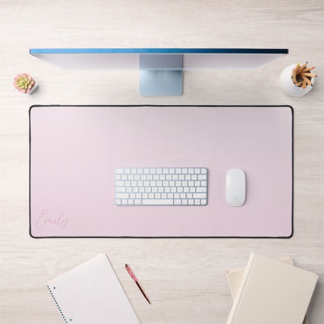 Pastel Pink Gradient Calligraphy Personalized Desk Mat (Office 1)