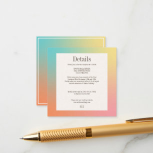 Pastel Pink Gradient Retro Elegant Wedding  Enclosure Card
