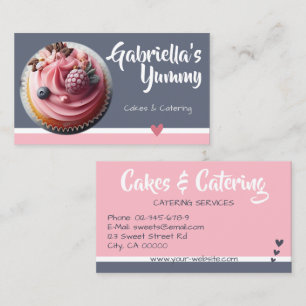 Pastel Pink Gray Cupcake Cake Photo Template Sweet Business Card