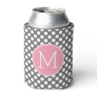 Pastel Pink & Gray Polka Dots - Classic Monogram