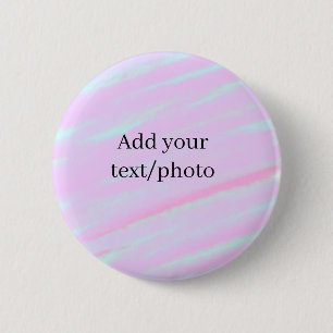 Pastel pink green add photo text watercolor retro 6 cm round badge