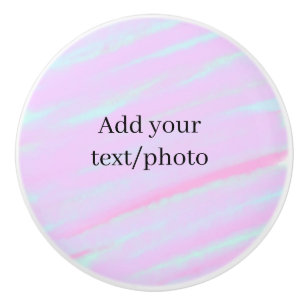 Pastel pink green add photo text watercolor retro ceramic knob