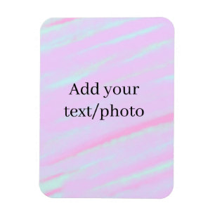 Pastel pink green add photo text watercolor retro  magnet
