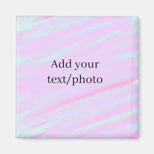 Pastel pink green add photo text watercolor retro magnet