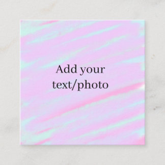 Pastel pink green add photo text watercolor retro  square business card