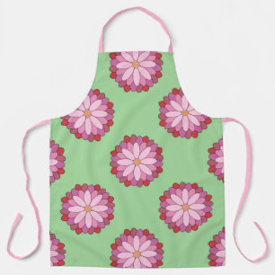 Pastel pink green Asian medallion floral Apron