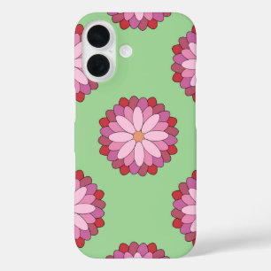 Pastel Pink Green Asian Medallion Floral iPhone 16 Case