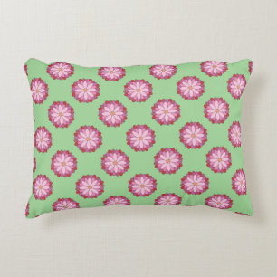 Pastel Pink Green Asian Medallion Floral Decorative Cushion
