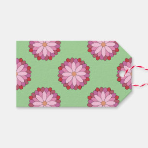 Pastel Pink Green Asian Medallion Floral Gift Tags