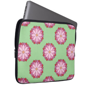 Pastel Pink Green Asian Medallion Floral Laptop Sleeve