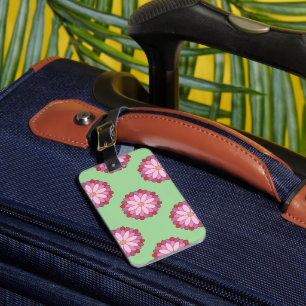 Pastel Pink Green Asian Medallion Floral Luggage Tag