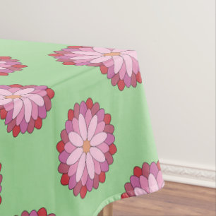 Pastel Pink Green Asian Medallion Floral Tablecloth