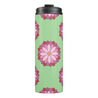 Pastel Pink Green Asian Medallion Floral  Thermal Tumbler