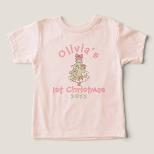 Pastel Pink & Green Christmas Custom Baby’s First