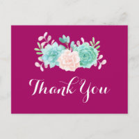 Pastel Pink & Green Floral Bouquet Party Thank You
