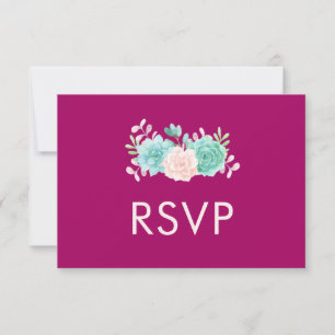 Pastel Pink & Green Floral Bouquet RSVP Card