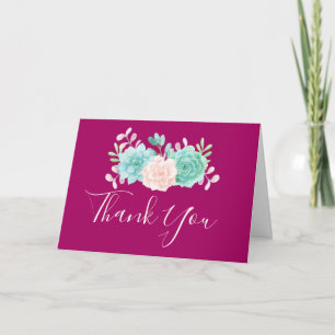 Pastel Pink & Green Floral Bouquet Thank You Card