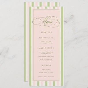 Pastel Pink & Green Stripes Retro Wedding Menu