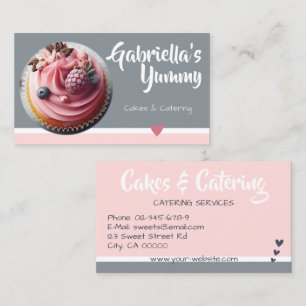 Pastel Pink Grey Cupcake Cake Photo Template Sweet Business Card