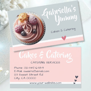 Pastel Pink Grey Cupcake Cake Photo Template Sweet Business Card