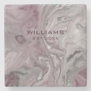 Pastel Pink Grey Marble Texture Personalised Stone Coaster