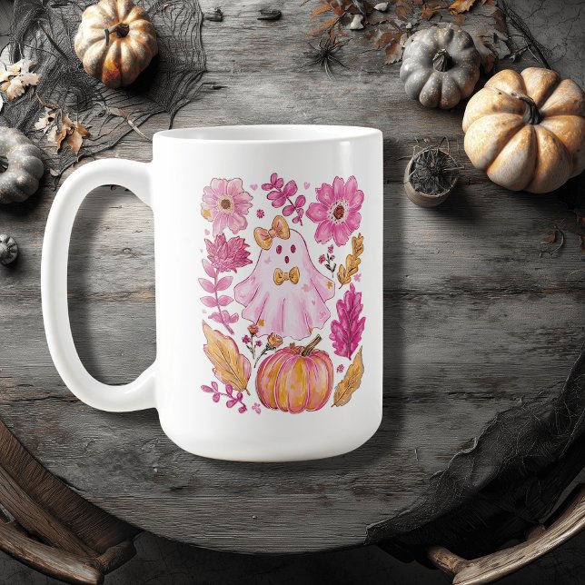 Pastel Pink Halloween Ghost Coffee Mug (Creator Uploaded)