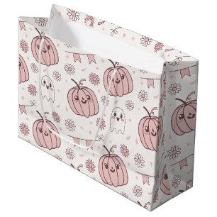 Pastel Pink Halloween Seamless Pattern (2) Large Gift Bag
