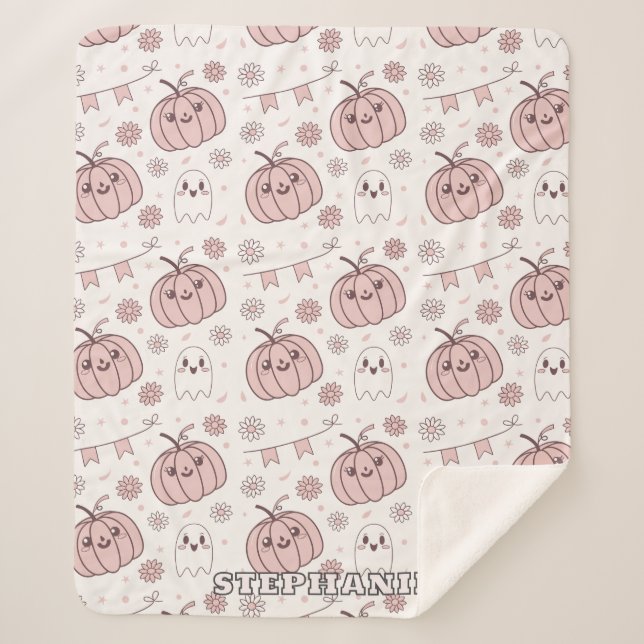 Pastel Pink Halloween Seamless Pattern (2) Sherpa Blanket (Front)